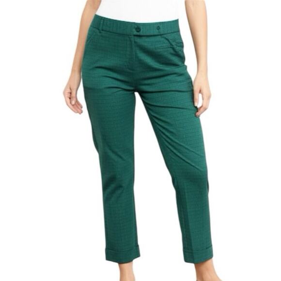Betabrand crop Cuffed Dress Yoga Ponte Pant Green Geometric Pattern Size XLP - Picture 1 of 11